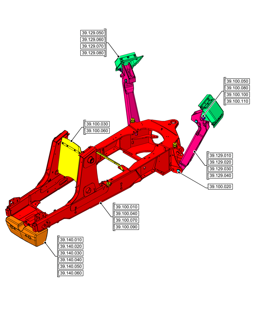 Схема запчастей Case 590SN - (39.000.00) - SECTION INDEX - FRAMES AND BALLASTING (39) - FRAMES AND BALLASTING