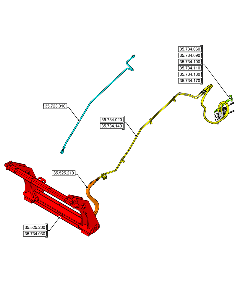Схема запчастей Case 590SN - (00.000.35[02]) - PICTORIAL INDEX - HYDRAULIC SYSTEMS (00) - GENERAL & PICTORIAL INDEX
