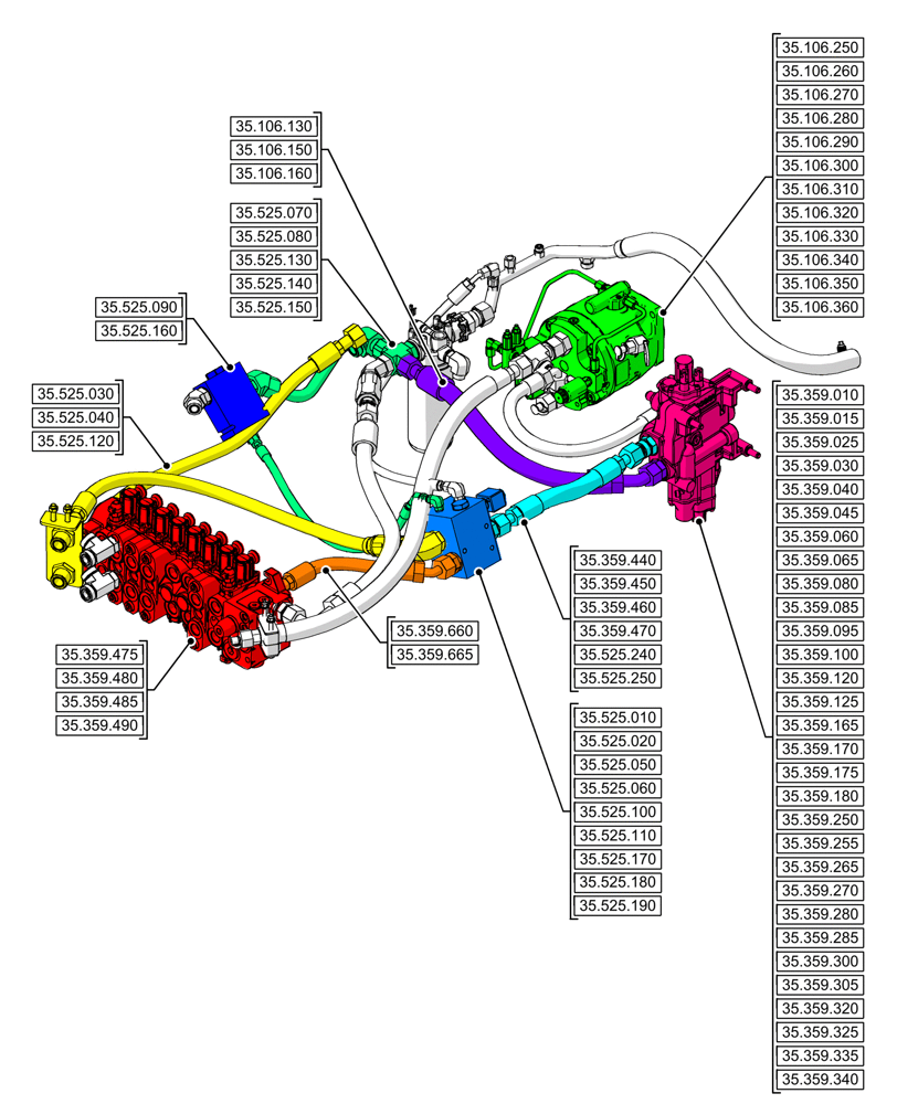 Схема запчастей Case 590SN - (00.000.35[07]) - PICTORIAL INDEX - HYDRAULIC SYSTEMS (00) - GENERAL & PICTORIAL INDEX