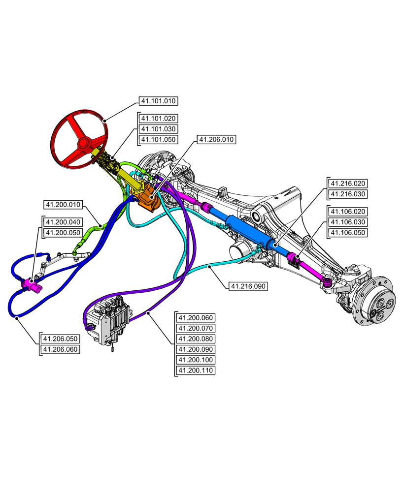 Схема запчастей Case 590SN - (00.000.41[02]) - PICTORIAL INDEX - STEERING, 2WD (00) - GENERAL & PICTORIAL INDEX