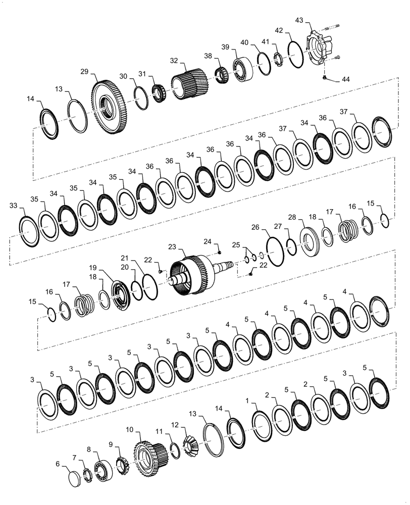 Схема запчастей Case 1021G - (21.155.030) - VAR - 424224 - SECOND CLUTCH ASSEMBLY (21) - TRANSMISSION