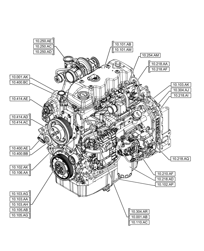 Схема запчастей Case F4HFE413P A008 - (00.000.10[01]) - PICTORIAL INDEX - ENGINE (00) - GENERAL & PICTORIAL INDEX