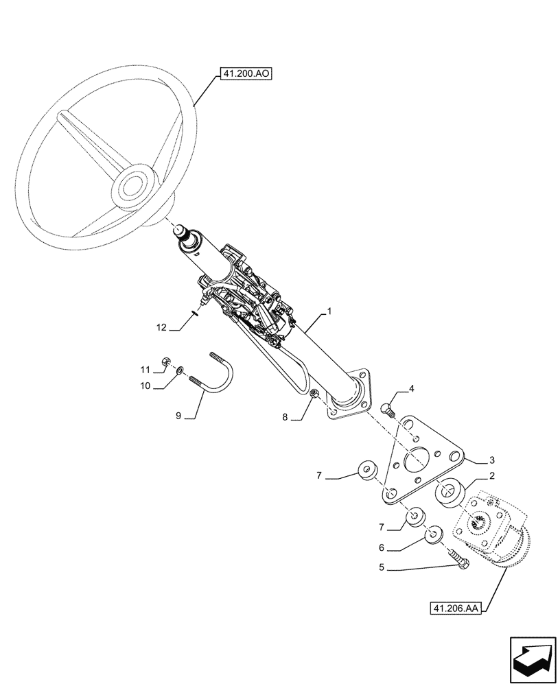 Схема запчастей Case 590SN - (41.101.AB[02]) - VAR - 747853, 747854, 747855 - CAB, STEERING WHEEL, COLUMN (41) - STEERING