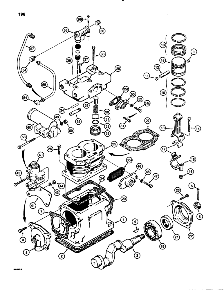 Схема запчастей Case 780B - (196) - BRAKE SYSTEM, AIR COMPRESSOR (07) - BRAKES