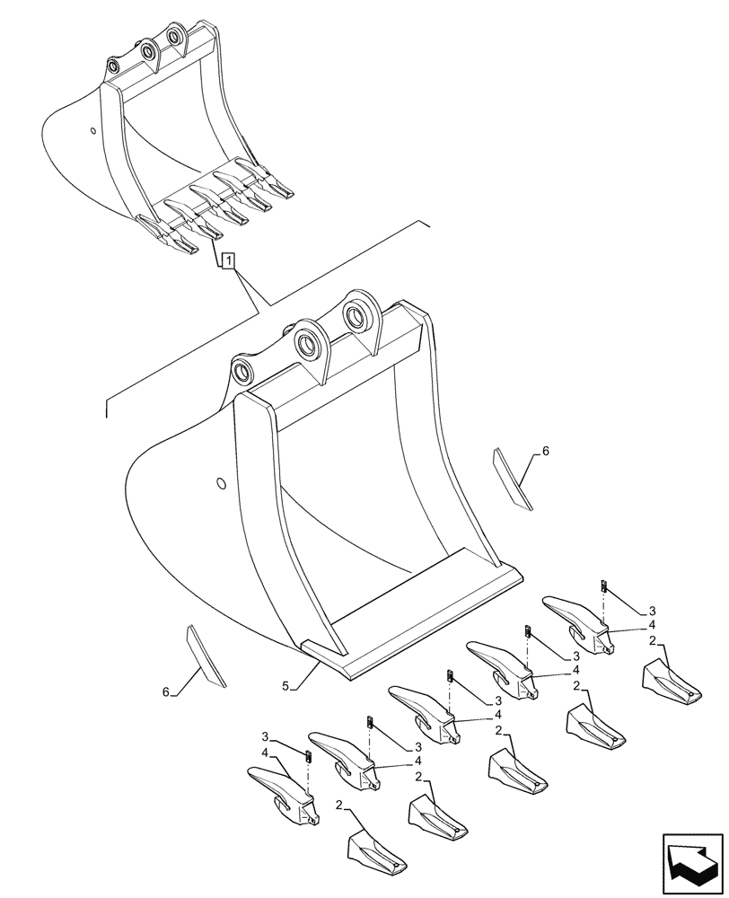 Схема запчастей Case CX75C SR - (84.100.341) - BUCKET (L=850MM) (84) - BOOMS, DIPPERS & BUCKETS