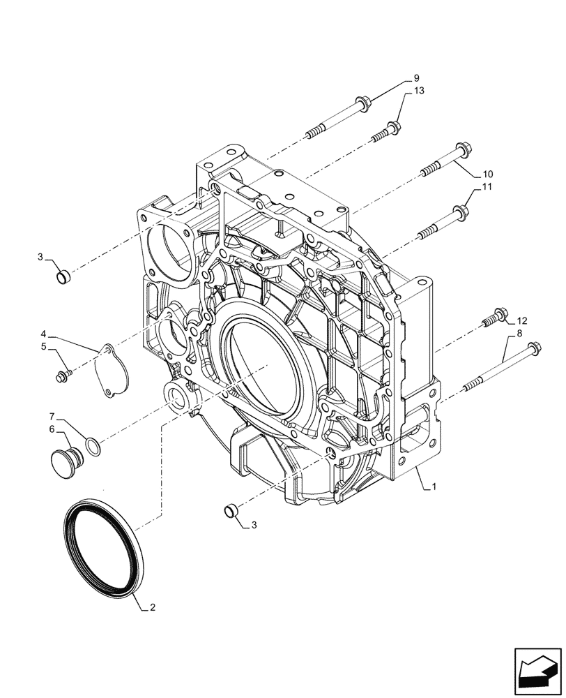 Схема запчастей Case F4HFE413P A001 - (10.103.AK) - FLYWHEEL, HOUSING (10) - ENGINE