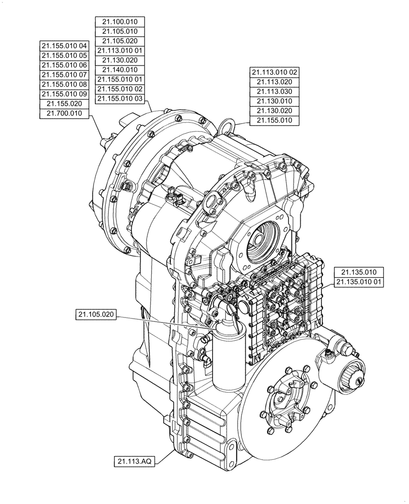 Схема запчастей Case 621G - (21.000.00) - SECTION INDEX - TRANSMISSION (21) - TRANSMISSION