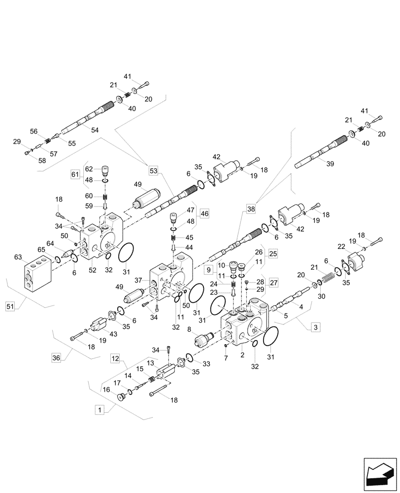 Схема запчастей Case CX57C - (35.359.080) - VAR - 747076, 747093, 747122, 747123 - CONTROL VALVE, COMPONENTS (35) - HYDRAULIC SYSTEMS