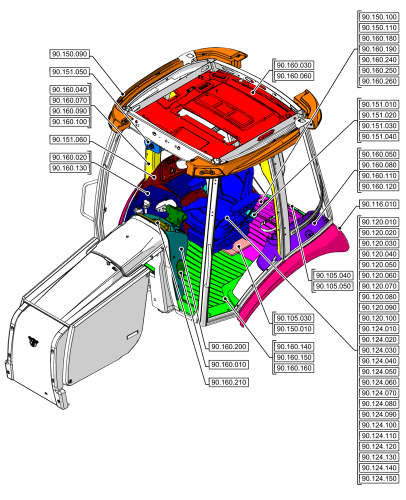 Схема запчастей Case 590SN - (90.000.00[05]) - SECTION INDEX - PLATFORM, CAB, BODYWORK & DECALS (90) - PLATFORM, CAB, BODYWORK AND DECALS