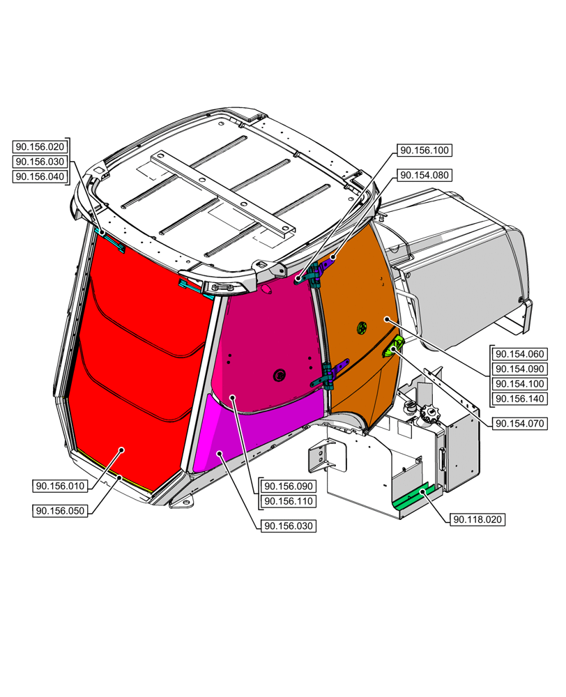 Схема запчастей Case 590SN - (90.000.00[04]) - SECTION INDEX - PLATFORM, CAB, BODYWORK & DECALS (90) - PLATFORM, CAB, BODYWORK AND DECALS