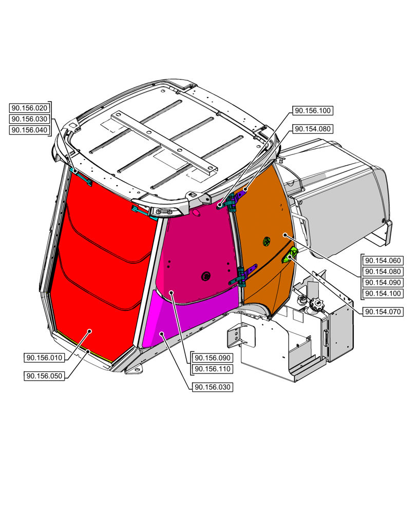 Схема запчастей Case 590SN - (90.000.00[04]) - SECTION INDEX - PLATFORM, CAB, BODYWORK & DECALS (90) - PLATFORM, CAB, BODYWORK AND DECALS