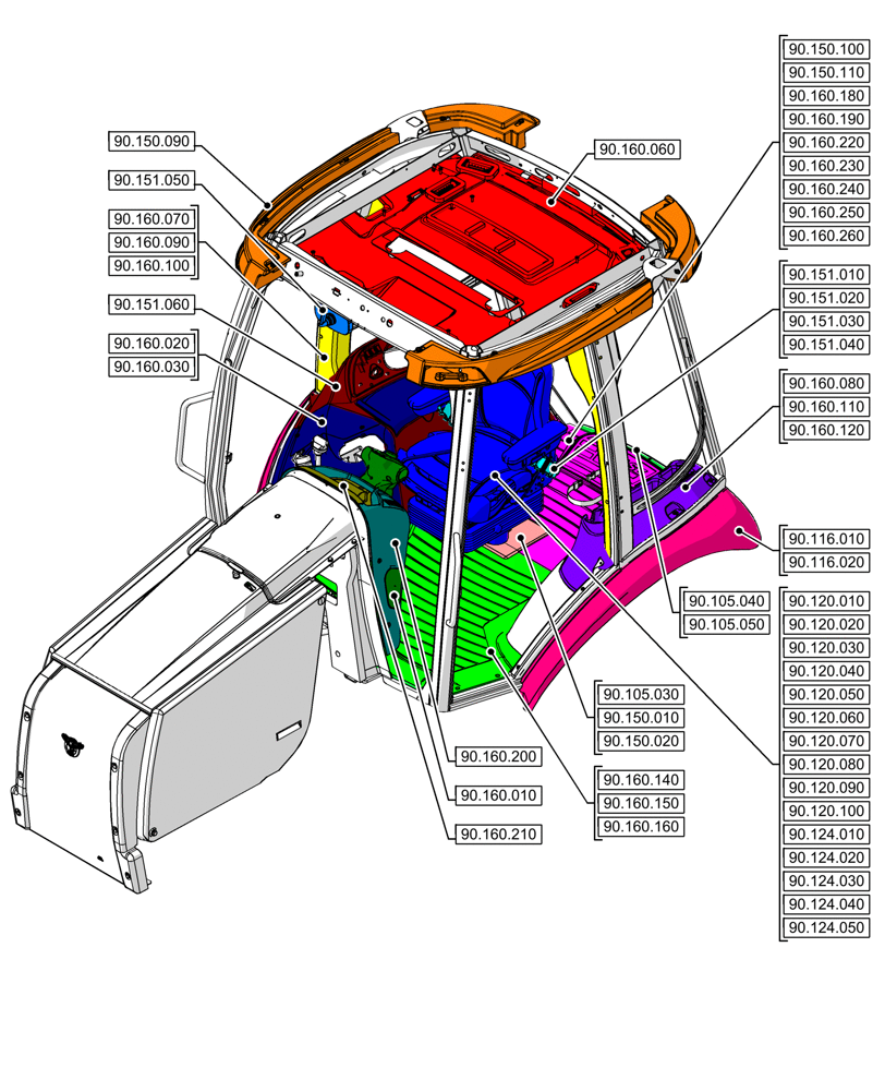 Схема запчастей Case 590SN - (90.000.00[05]) - SECTION INDEX - PLATFORM, CAB, BODYWORK & DECALS (90) - PLATFORM, CAB, BODYWORK AND DECALS