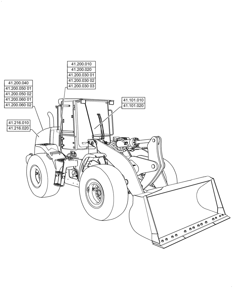 Схема запчастей Case 521G - (00.000.41) - PICTORIAL INDEX - STEERING (00) - GENERAL & PICTORIAL INDEX