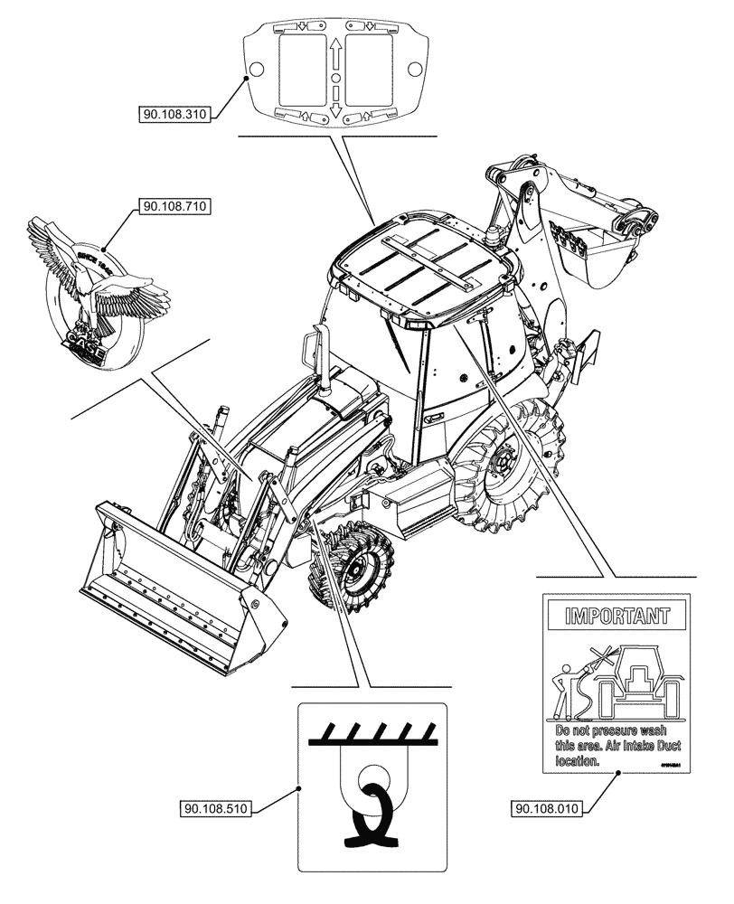Схема запчастей Case 590SN - (90.000.00[01]) - SECTION INDEX - PLATFORM, CAB, BODYWORK & DECALS (90) - PLATFORM, CAB, BODYWORK AND DECALS