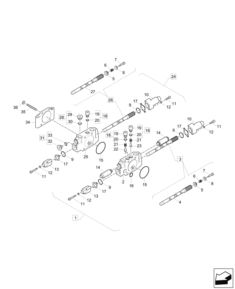 Схема запчастей Case CX57C - (35.359.090) - VAR - 747076, 747093, 747122, 747123 - CONTROL VALVE, COMPONENTS (35) - HYDRAULIC SYSTEMS