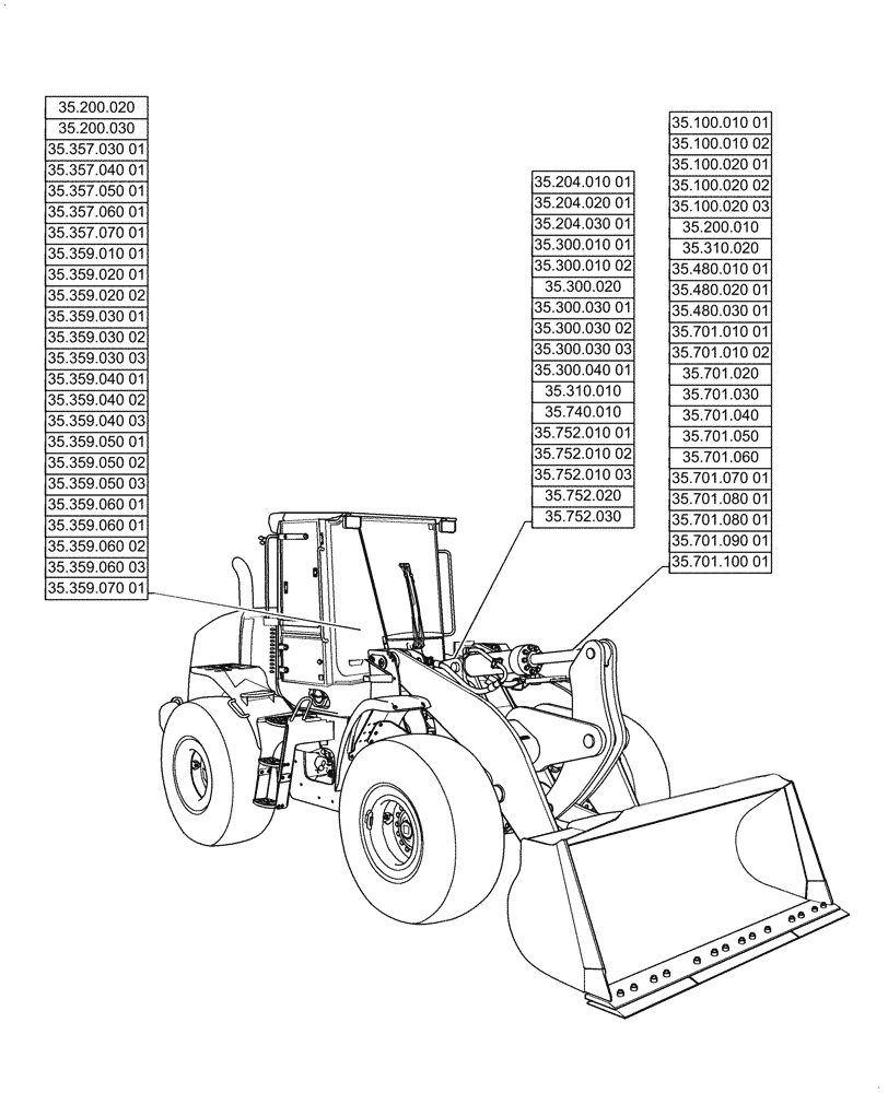 Схема запчастей Case 621G - (35.000.00) - PICTORIAL INDEX - HYDRAULIC SYSTEM (35) - HYDRAULIC SYSTEMS