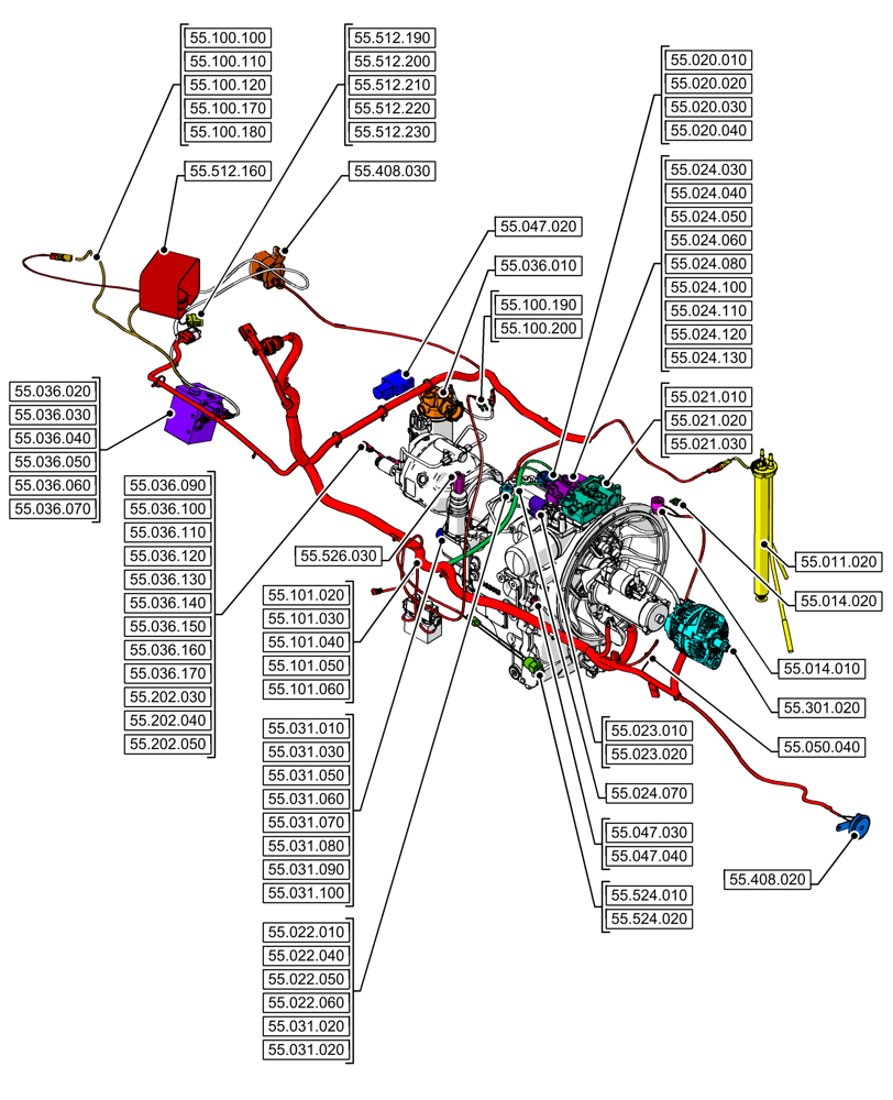 Схема запчастей Case 590SN - (00.000.55[02]) - PICTORIAL INDEX - ELECTRICAL SYSTEMS (00) - GENERAL & PICTORIAL INDEX