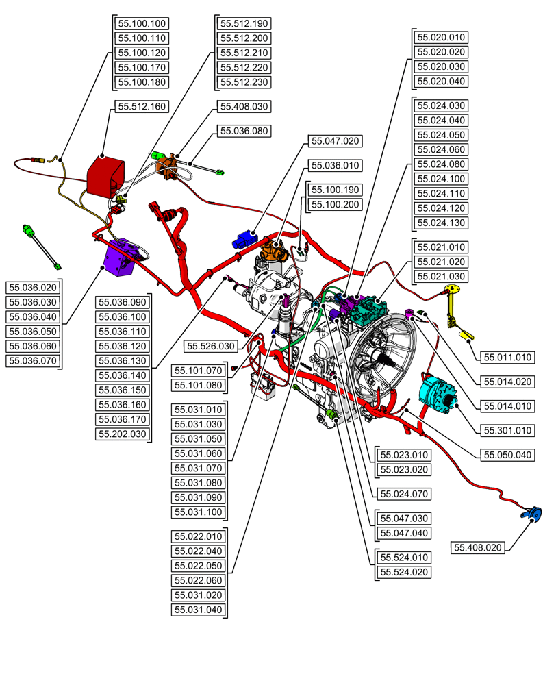 Схема запчастей Case 580N EP - (55.000.00[01]) - SECTION INDEX - ELECTRICAL SYSTEMS (55) - ELECTRICAL SYSTEMS