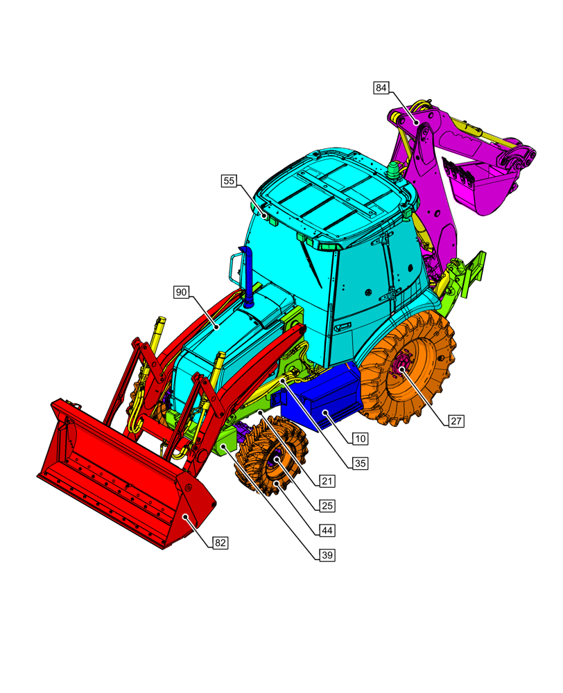 Схема запчастей Case 580SN WT - (00.000.00[01]) - PICTORIAL INDEX - MAIN SECTIONS (00) - GENERAL & PICTORIAL INDEX