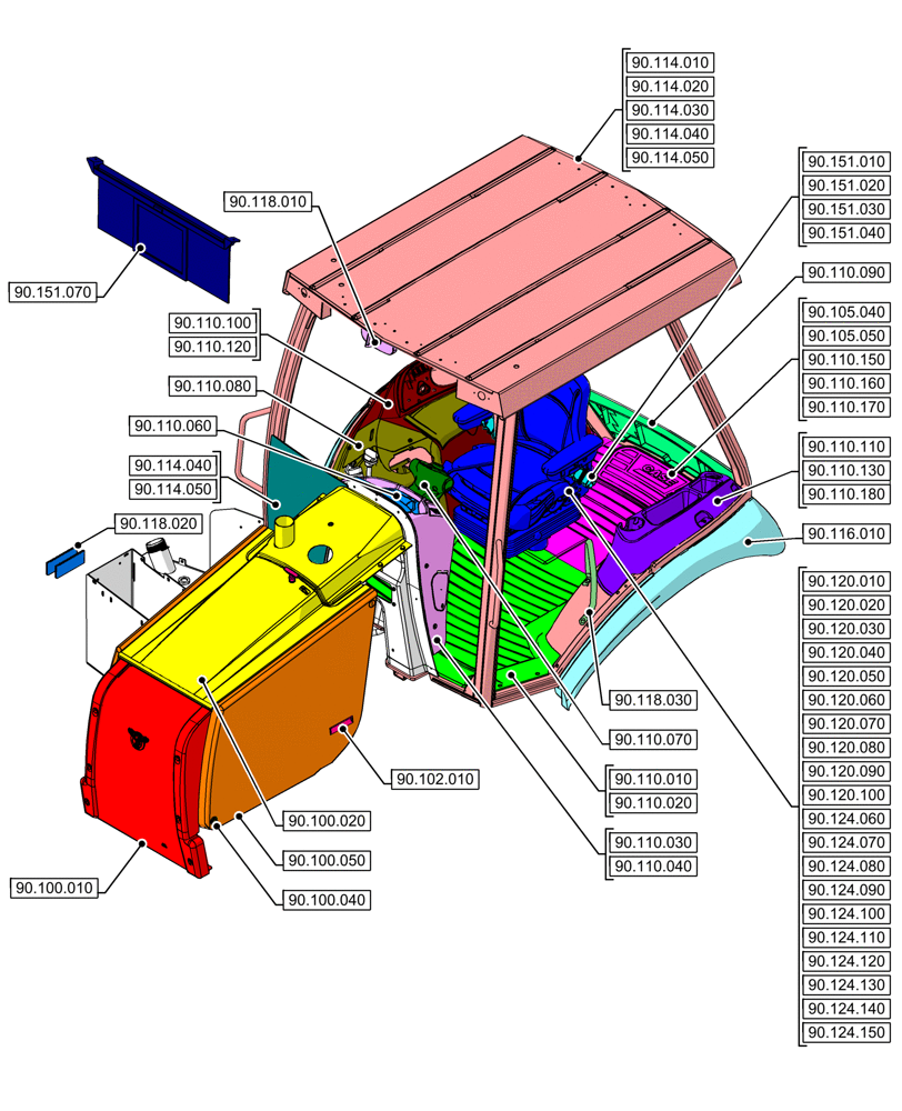 Схема запчастей Case 590SN - (90.000.00[02]) - SECTION INDEX - PLATFORM, CAB, BODYWORK & DECALS (90) - PLATFORM, CAB, BODYWORK AND DECALS