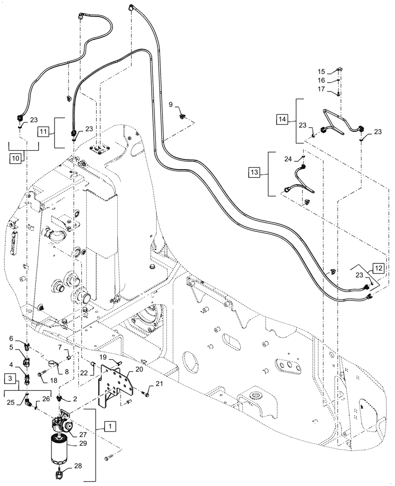 Схема запчастей Case 2050M XLT PAT - (10.210.010) - FUEL LINE & INLINE FILTER, NA, ENGINE (10) - ENGINE