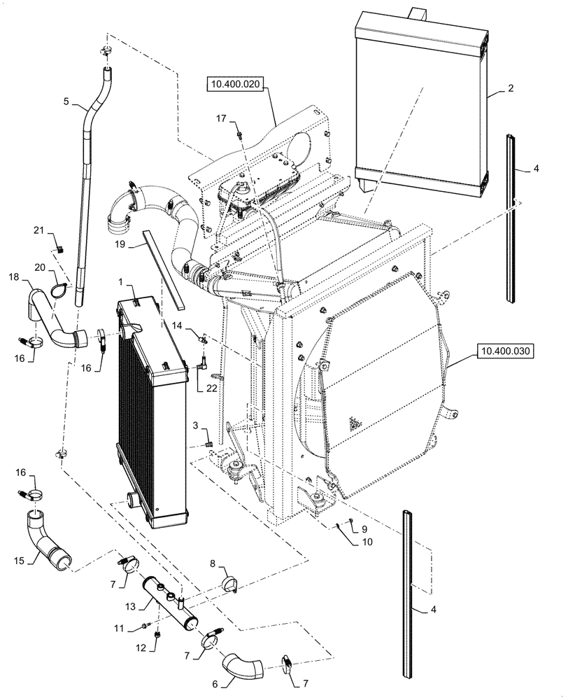 Схема запчастей Case 2050M LGP BD - (10.400.030) - COOLANT EXPANSION RESERVOIR (10) - ENGINE