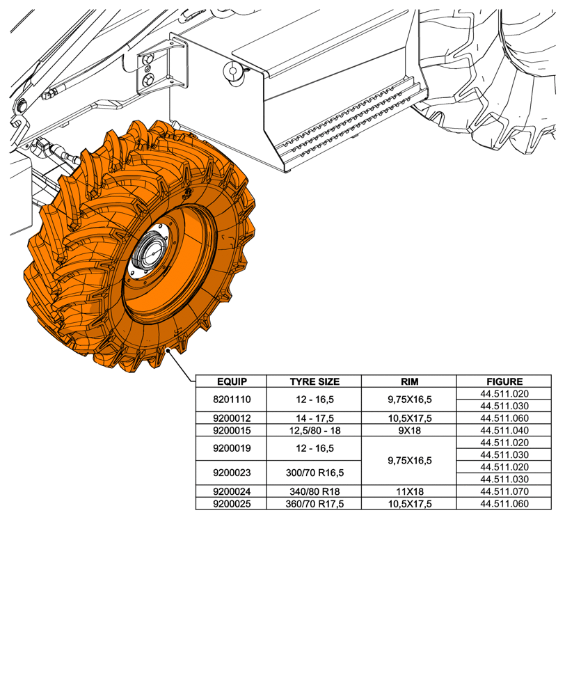 Схема запчастей Case 590SN - (00.000.44[03]) - PICTORIAL INDEX - WHEELS, 4WD (00) - GENERAL & PICTORIAL INDEX