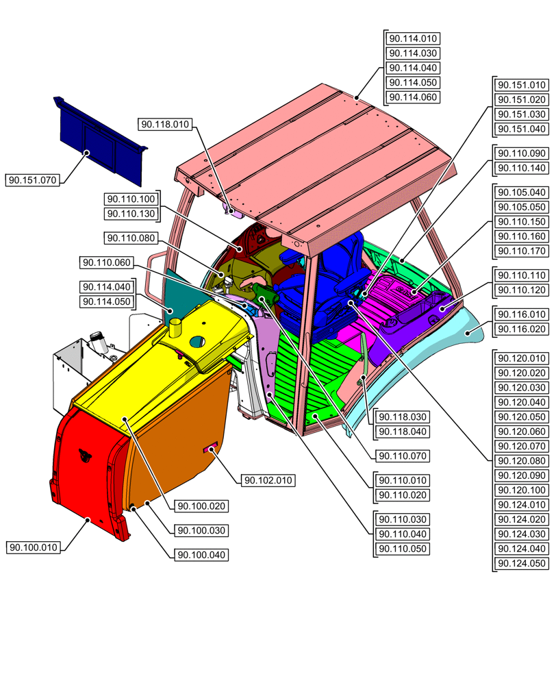 Схема запчастей Case 580SN WT - (00.000.90[02]) - PICTORIAL INDEX - PLATFORM, CAB, BODYWORK AND DECALS (00) - GENERAL & PICTORIAL INDEX