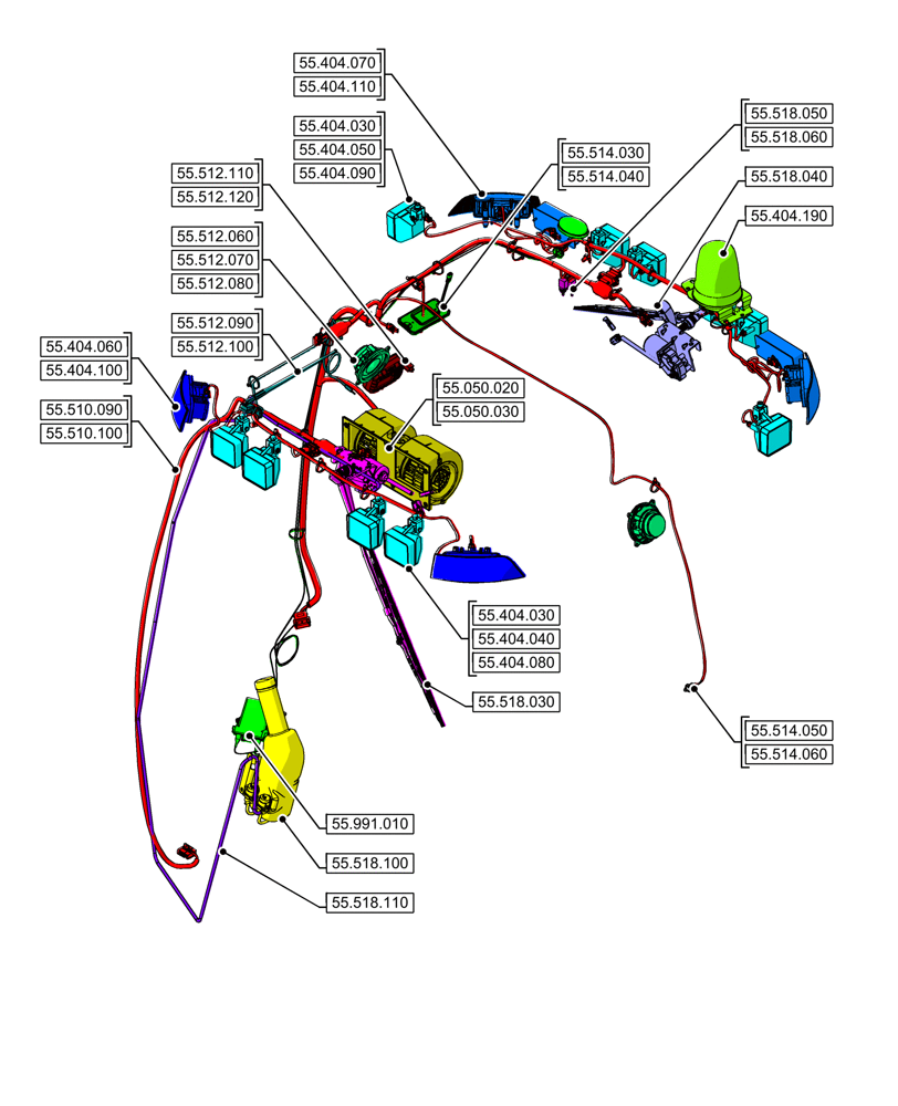Схема запчастей Case 590SN - (00.000.55[08]) - PICTORIAL INDEX - ELECTRICAL SYSTEMS (00) - GENERAL & PICTORIAL INDEX