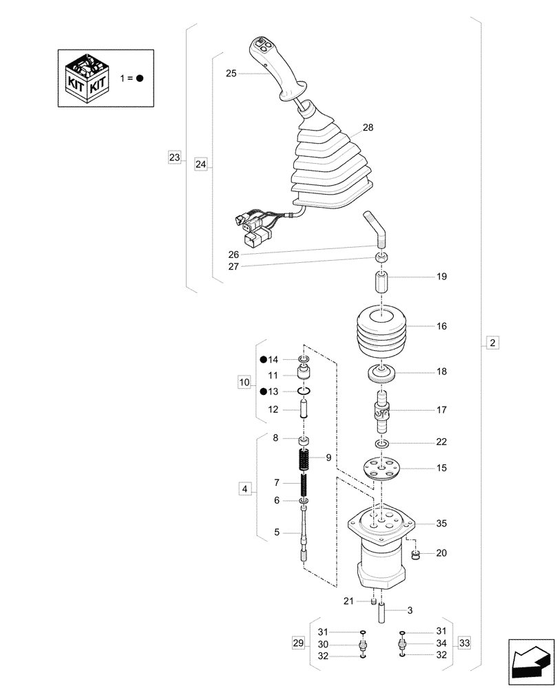 Схема запчастей Case CX57C - (35.355.020) - VAR - 747122 - JOYSTICK, PROPORTIONAL VALVE, REMOTE CONTROL (35) - HYDRAULIC SYSTEMS