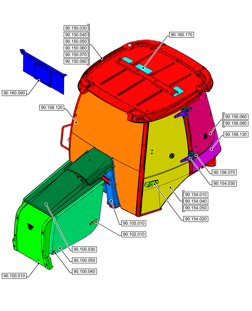 Схема запчастей Case 590SN - (90.000.00[03]) - SECTION INDEX - PLATFORM, CAB, BODYWORK & DECALS (90) - PLATFORM, CAB, BODYWORK AND DECALS
