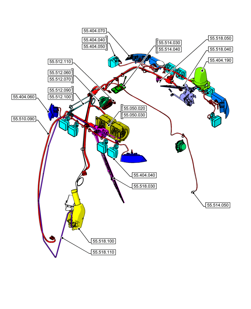 Схема запчастей Case 580SN WT - (00.000.55[05]) - PICTORIAL INDEX - ELECTRICAL SYSTEMS (00) - GENERAL & PICTORIAL INDEX
