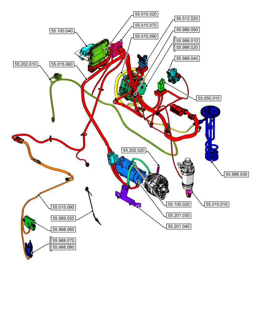 Схема запчастей Case 590SN - (00.000.55[04]) - PICTORIAL INDEX - ELECTRICAL SYSTEMS (00) - GENERAL & PICTORIAL INDEX