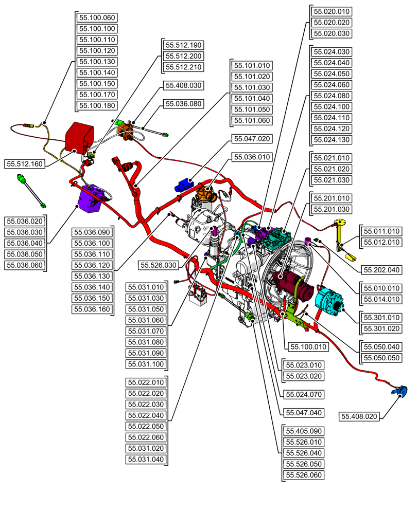 Схема запчастей Case 590SN - (00.000.55[01]) - PICTORIAL INDEX - ELECTRICAL SYSTEMS (00) - GENERAL & PICTORIAL INDEX