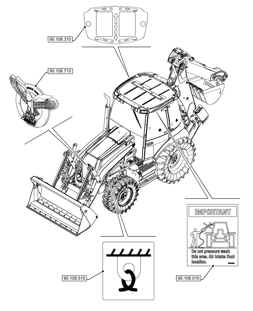 Схема запчастей Case 590SN - (90.000.00[01]) - SECTION INDEX - PLATFORM, CAB, BODYWORK & DECALS (90) - PLATFORM, CAB, BODYWORK AND DECALS
