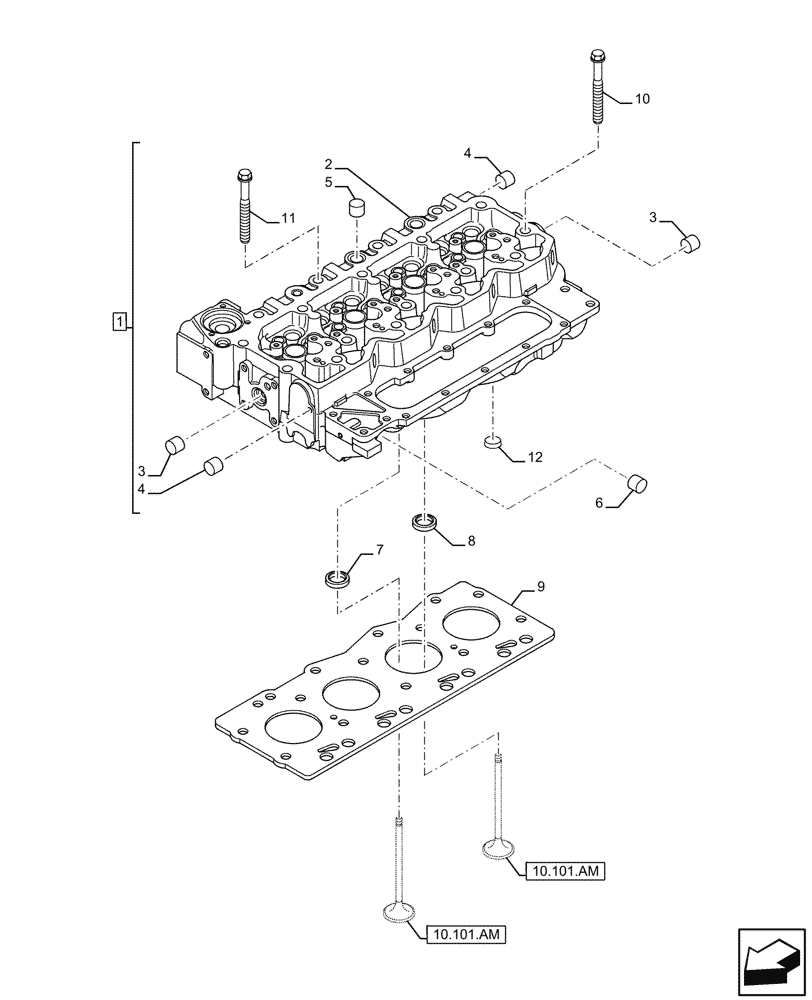 Схема запчастей Case F4HFE413P A008 - (10.101.AA) - CYLINDER HEAD (10) - ENGINE