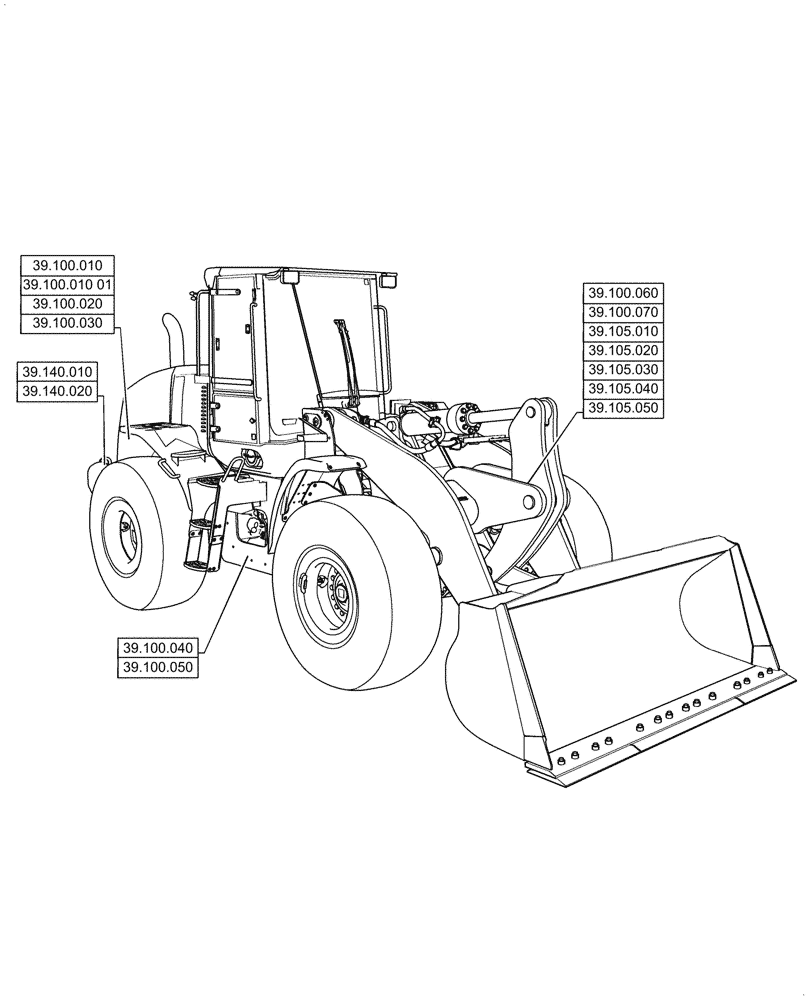Схема запчастей Case 521G - (39.000.00) - SECTION INDEX - FRAMES AND BALLASTING (39) - FRAMES AND BALLASTING