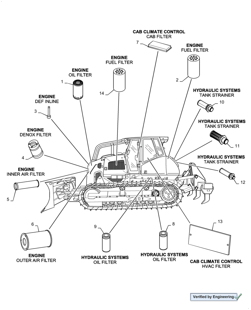 Схема запчастей Case 2050M LT PAT - (05.100.031) - FILTERS (05) - SERVICE & MAINTENANCE