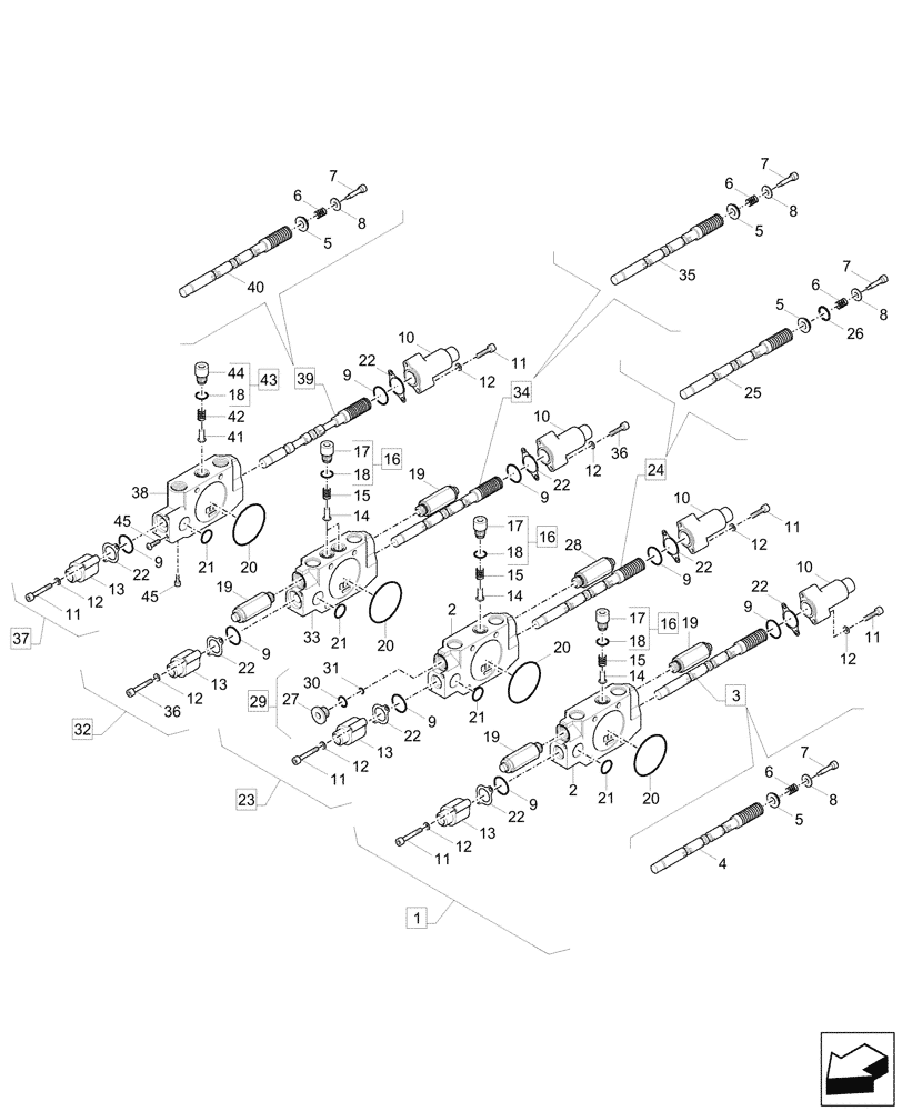 Схема запчастей Case CX57C - (35.359.070) - VAR - 747076, 747093, 747122, 747123 - CONTROL VALVE, COMPONENTS (35) - HYDRAULIC SYSTEMS