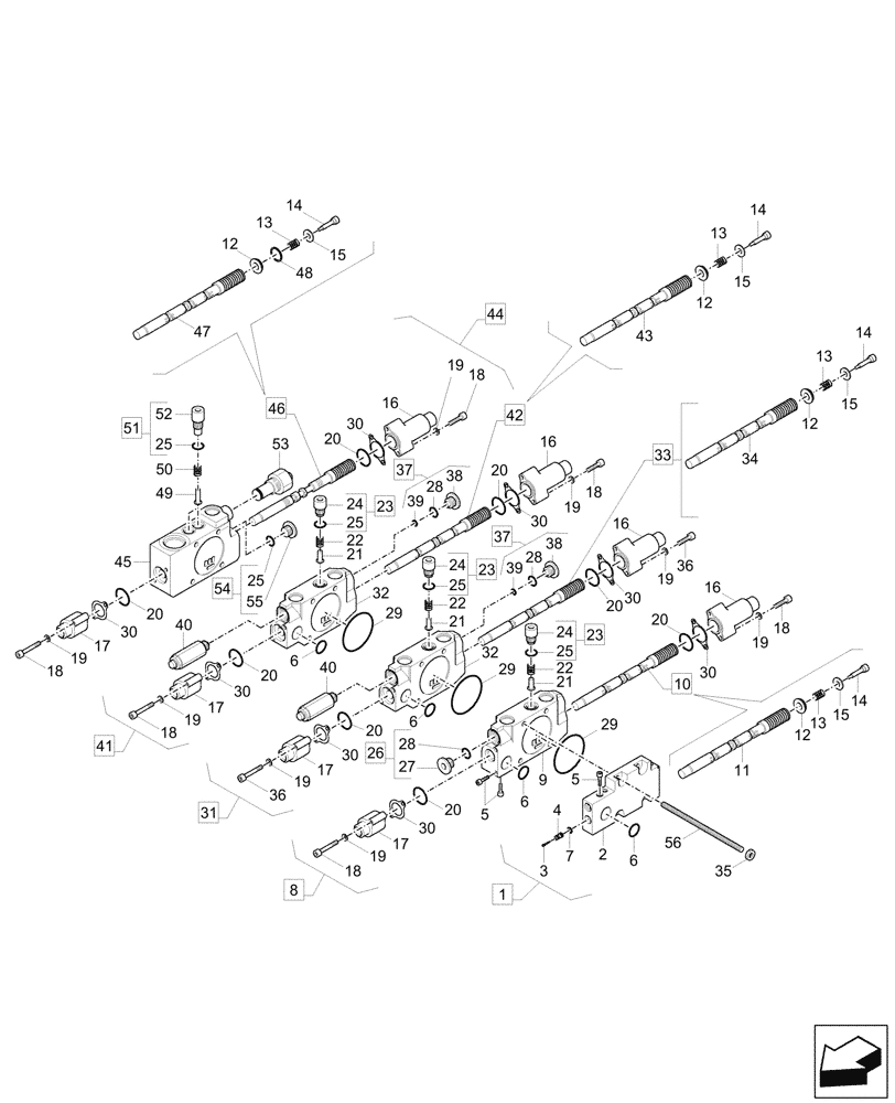 Схема запчастей Case CX57C - (35.359.060) - VAR - 747076, 747093, 747122, 747123 - CONTROL VALVE, COMPONENTS (35) - HYDRAULIC SYSTEMS