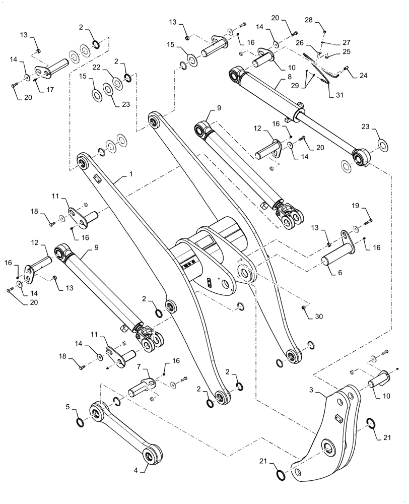 Схема запчастей Case 521G - (39.105.010) - LIFT ARM INSTALLATION, XR (39) - FRAMES AND BALLASTING