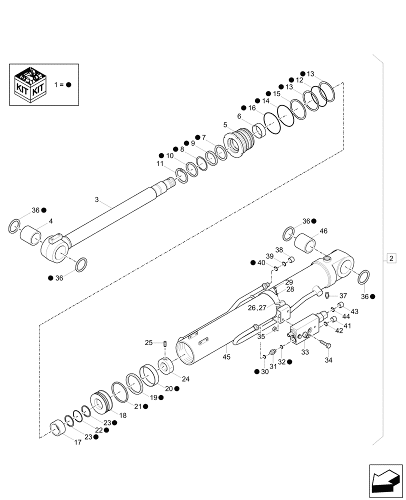 Схема запчастей Case CX57C - (35.736.020) - VAR - 747083 - BOOM CYLINDER, W/ SAFETY VALVE, COMPONENTS (35) - HYDRAULIC SYSTEMS