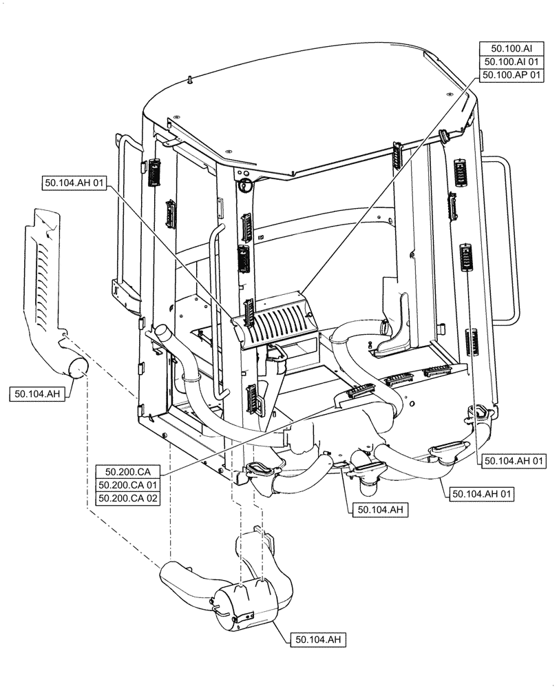 Схема запчастей Case 621G - (00.000.50) - PICTORIAL INDEX - CAB CLIMATE CONTROL (00) - GENERAL & PICTORIAL INDEX