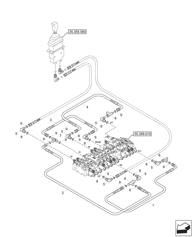 Схема запчастей Case CX60C - (35.359.050) - CONTROL VALVE LINE (35) - HYDRAULIC SYSTEMS