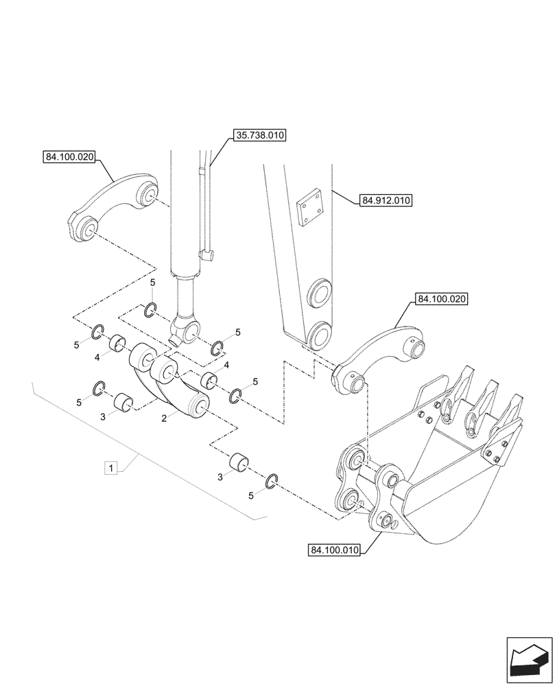 Схема запчастей Case CX17C - (84.100.030) - VAR - 747063 - BUCKET, LINK CONROD, COMPONENTS (84) - BOOMS, DIPPERS & BUCKETS