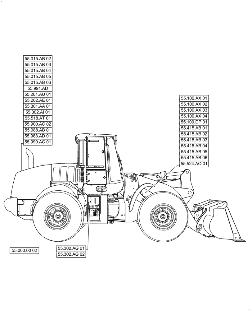 Схема запчастей Case 621G - (55.000.00[01]) - PICTORIAL INDEX - ELECTRICAL SYSTEMS (55) - ELECTRICAL SYSTEMS