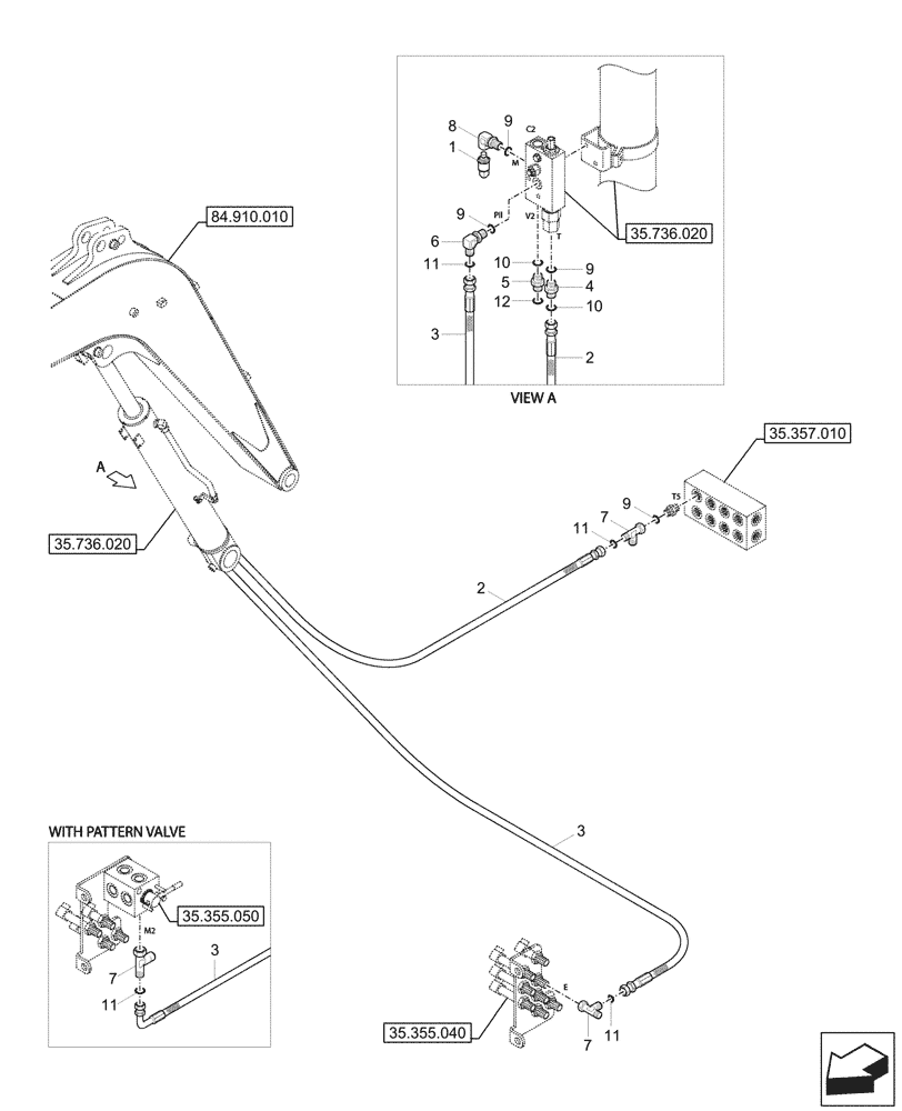 Схема запчастей Case CX60C - (35.736.030) - VAR - 747083 - BOOM CYLINDER, SAFETY VALVE, LINE (35) - HYDRAULIC SYSTEMS