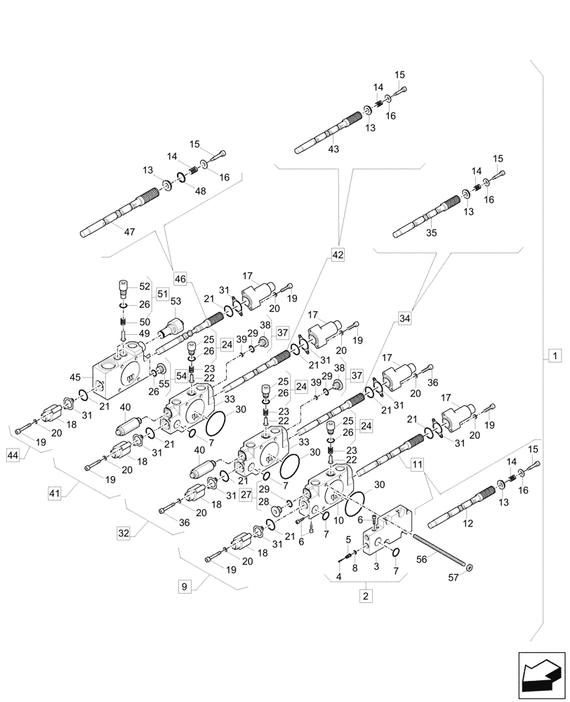 Схема запчастей Case CX60C - (35.359.010) - CONTROL VALVE, COMPONENTS (35) - HYDRAULIC SYSTEMS