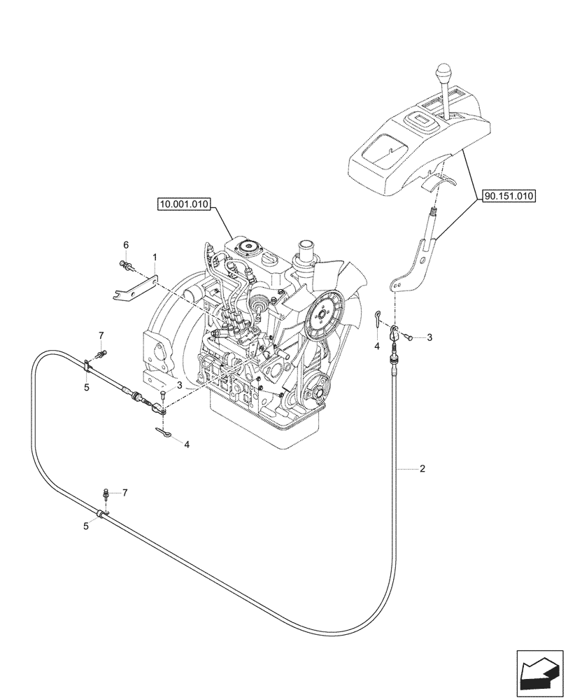 Схема запчастей Case CX17C - (10.220.010) - THROTTLE CONTROL LINKAGE (10) - ENGINE