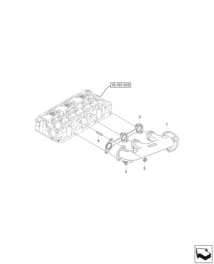 Схема запчастей Case CX17C - (10.254.010) - EXHAUST MANIFOLD (10) - ENGINE